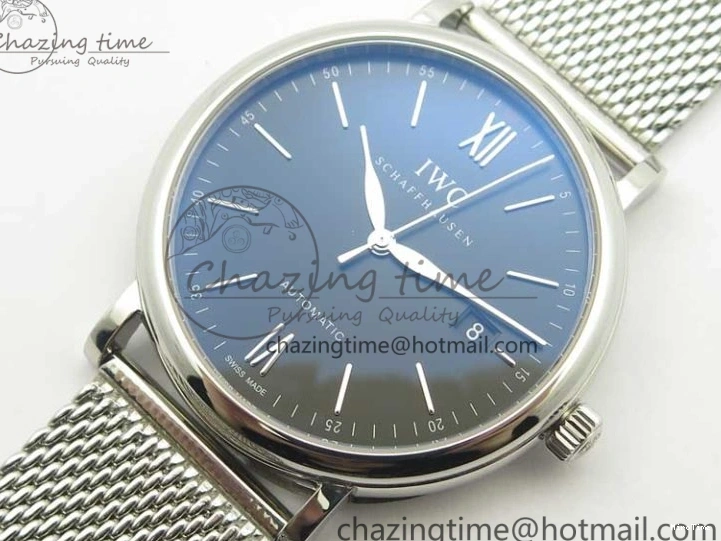 MIROTIME 0225 FastDry Portofino IW356501 SS V3 MK 1:1 Best Edition Black Dial On SS Mesh Bracelet MIYOTA 7195